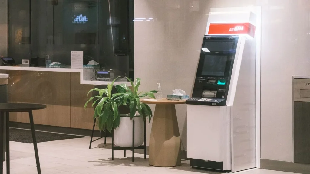ATM inside bank branch supported by intrusion detection system and real time bank security monitoring