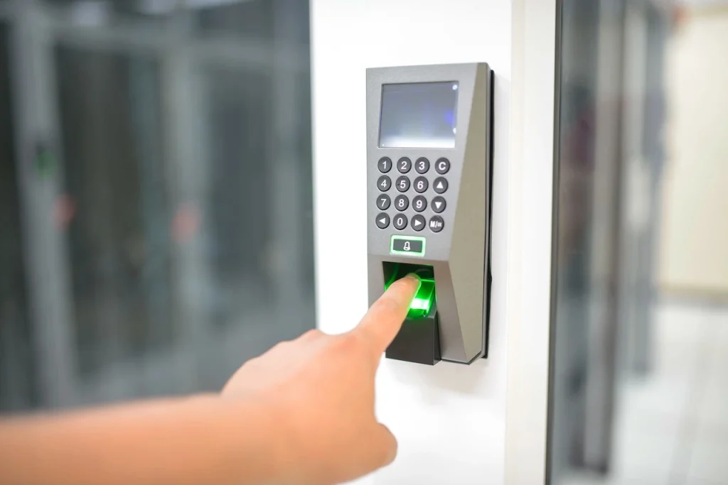 Fingerprint access control system used for secure entry verification and office access management